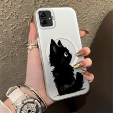 HONTINGA Samsung Galaxy A04E ile Uyumlu Kılıfı Silikon Kenar Sert Arka Düşüme Önleyici Basitlik Anti Düşme Kamera Korumali Kedi Desen Telefon Kılıfı Kadın ve Erkek Için Uygundur K1-0850
