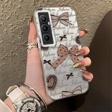 HONTINGA Realme C65 4g ile Uyumlu Kılıfı Silikon Kenar Sert Arka Düşüme Önleyici Basitlik Anti Düşme Kamera Korumali Fiyonk Desen Telefon Kılıfı Kadın ve Erkek Için Uygundur K1-0844