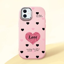 HONTINGA iPhone 12 Mini ile Uyumlu Kılıfı Kamera Korumalı Düşüme Önleyici Basitlik Pembe Yumuşak Silikon Telefon Kılıfı Kalp Desenli K4-0228