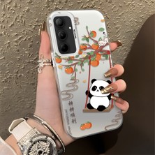HONTINGA Samsung Galaxy A35 ile Uyumlu Kılıfı Silikon Kenar Sert Arka Düşüme Önleyici Basitlik Anti Düşme Kamera Korumali Kedi Panda Telefon Kılıfı Kadın ve Erkek Için Uygundur K1-0846