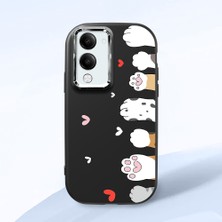 HONTINGA Vivo Y04 ile Uyumlu Kılıfı Kamera Korumalı Düşüme Önleyici Basitlik Siyah Yumuşak Silikon Telefon Kılıfı Kedi Desenli K4-0184