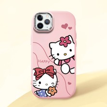 HONTINGA iPhone 11 Pro Max ile Uyumlu Kılıfı Kamera Korumalı Düşüme Önleyici Basitlik Pembe Yumuşak Silikon Telefon Kılıfı Kitty Desenli K4-0224
