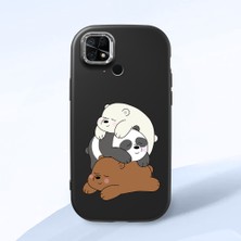 HONTINGA Redmi 10C ile Uyumlu Kılıfı Kamera Korumalı Düşüme Önleyici Basitlik Siyah Yumuşak Silikon Telefon Kılıfı Ayı Desenli K4-0225