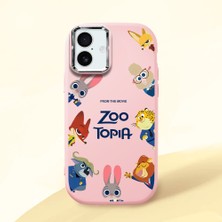 HONTINGA iPhone 16 Plus ile Uyumlu Kılıfı Kamera Korumalı Düşüme Önleyici Basitlik Pembe Yumuşak Silikon Telefon Kılıfı Mario Desenli K4-0181