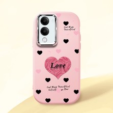HONTINGA Vivo Y04 ile Uyumlu Kılıfı Kamera Korumalı Düşüme Önleyici Basitlik Pembe Yumuşak Silikon Telefon Kılıfı Kalp Desenli K4-0228