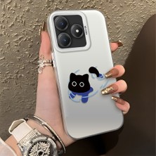 HONTINGA Realme C63 ile Uyumlu Kılıfı Silikon Kenar Sert Arka Düşüme Önleyici Basitlik Anti Düşme Kamera Korumali Kedi Desen Telefon Kılıfı Kadın ve Erkek Için Uygundur K1-0845