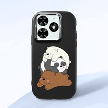 HONTINGA Tecno Spark 20 ile Uyumlu Kılıfı Kamera Korumalı Düşüme Önleyici Basitlik Siyah Yumuşak Silikon Telefon Kılıfı Ayı Desenli K4-0225