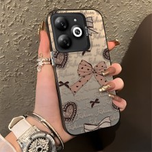 HONTINGA Infinix Smart 8 ile Uyumlu Kılıfı Silikon Kenar Sert Arka Düşüme Önleyici Basitlik Anti Düşme Kamera Korumali Fiyonk Desen Telefon Kılıfı Kadın ve Erkek Için Uygundur K1-0844