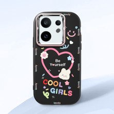 HONTINGA Vivo X200 Fe ile Uyumlu Kılıfı Kamera Korumalı Düşüme Önleyici Basitlik Siyah Yumuşak Silikon Telefon Kılıfı Kalp Desenli K4-0226