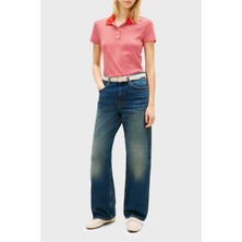 Tommy Hilfiger Pamuklu Slim Fit Düğmeli Polo Yaka T Shirt Bayan Polo Yaka T Shirt WW0WW49252 0ey