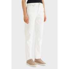 Calvin Klein % 100 Pamuk Mom Fit Yüksek Bel Jeans LV047F703GASN Bayan Kot Pantolon LV047F703G Asn