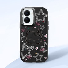 HONTINGA Vivo Y02S ile Uyumlu Kılıfı Kamera Korumalı Düşüme Önleyici Basitlik Siyah Yumuşak Silikon Telefon Kılıfı Hello Kitty Desenli K4-0227