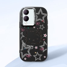 HONTINGA Vivo Y28 ile Uyumlu Kılıfı Kamera Korumalı Düşüme Önleyici Basitlik Siyah Yumuşak Silikon Telefon Kılıfı Hello Kitty Desenli K4-0227