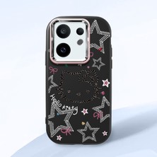 HONTINGA Vivo X200 Fe ile Uyumlu Kılıfı Kamera Korumalı Düşüme Önleyici Basitlik Siyah Yumuşak Silikon Telefon Kılıfı Hello Kitty Desenli K4-0227