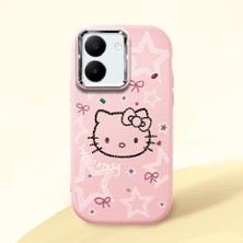 HONTINGA Vivo Y27 ile Uyumlu Kılıfı Kamera Korumalı Düşüme Önleyici Basitlik Pembe Yumuşak Silikon Telefon Kılıfı Hello Kitty Desenli K4-0227