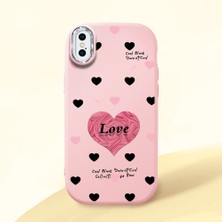 HONTINGA iPhone x ile Uyumlu Kılıfı Kamera Korumalı Düşüme Önleyici Basitlik Pembe Yumuşak Silikon Telefon Kılıfı Kalp Desenli K4-0228