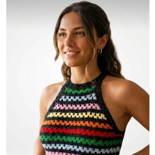 Megahan Butik Megahan Boutique Yazlik El Orgu Renkli Tig Isi Crop Bluz