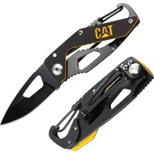 Cat DA980266 Kemer Askı Kancalı Karabinalı Katlanabilir 13CM Paslanmaz Çelik Siyah Kamp Çakısı