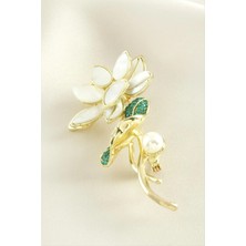 Uluora Çiçek Mineli Taşlı Broş