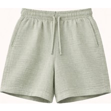 Mixray 4548 Kadın Beli Lastikli Müslin Şort Adaçayı