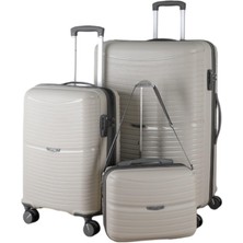 MÇS V379 Aura Y.üretim Pp Valiz 55 cm + 75 cm + Makyaj Siyah Set