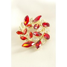 Uluora Yaprak Kristal Taşlı Broş