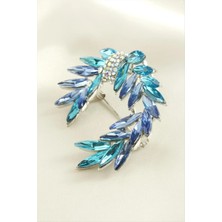 Uluora Oval Kristal Taşlı Broş