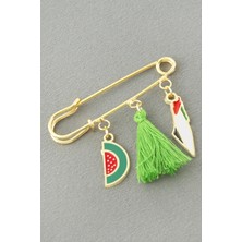 Uluora Hilal Filistin Püsküllü Broş