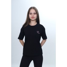 Toontoy Toontoy Kız Çocuk Baskılı Bisiklet Yaka Kısa Kollu Tişört 24970