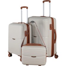 MÇS V379 Aura Y.üretim Pp Valiz 55 cm + 65 cm + Makyaj Siyah Set