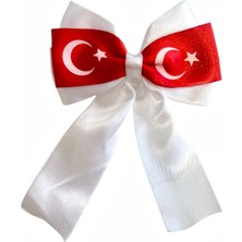 Ugly Duck Ay Yıldız Beyaz Kurdelalı Klipsli Pens Toka - Kırmızı Beyaz (1ADET)