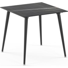 Tilia Lamax-F Masa Siyah Metal Katlanabilir Ayak Siyah Mermer Desen Kompakt Tabla 77X77 cm - Bahçe, Balkon, Kafe