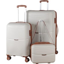 MÇS V379 Aura Y.üretim Pp Valiz 55 cm + 75 cm + Makyaj Siyah Set