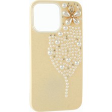 Uluora Iphone 13 Pro Kelebek Inci Taşlı Kapak Kılıf