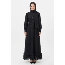 Lale Butik Eteği Fırfır Detay Elbise 13261 Siyah