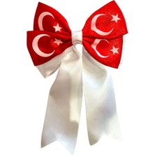 Ugly Duck Ay Yıldız Kalın Kurdelalı Klipsli Pens Toka - Kırmızı Beyaz (1ADET)