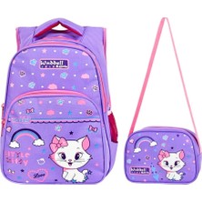 Yarasa Sırt Ilkokul Çantası Lila Kedi Özkara Çanta