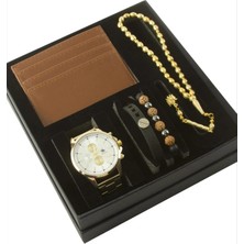 Uluora Metal Kol Saati Tesbih Bileklik ve Cüzdan Kutulu Set