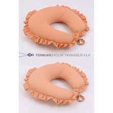 Jaju Baby Somon Fırfırlı Emzirme & Destek Yastığı – Fermuarlı, Yıkanabilir Kılıf | %100 Pamuk