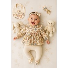 Ozz Baby Natural  Yeni Doğan Kız Bebek 0-3 Ay Çiçekli  5 'lı Hastane Çıkış Alt Üst  Set