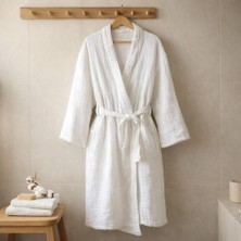 Ces Home Beyaz 4 Kat Müslin Sabahlık/bornoz