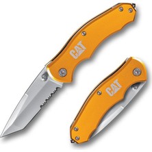 Cat DA980011 Kemer Askı Kancalı Cam Kırma Uçlu Katlanabilir 17CM Paslanmaz Çelik Sarı Kamp Çakısı