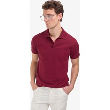 Pierre Cardin Erkek Bordo Slim Fit %100 Pamuk Kıvrılmaz Düğmeli Polo Yaka Basic Tişört 50325323-VR014