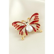 Uluora Kelebek Mineli Taşlı Broş