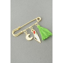 Uluora Hilal Filistin Püsküllü Broş