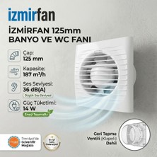 VentEurope Easy 125 Bd Kapaklı Banyo Wc Aspiratör Fanı 12.5 cm Sessiz Havalandırma Fanı 125 mm