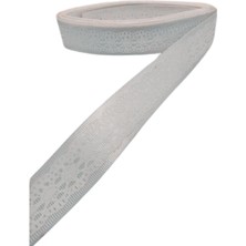 Tafta Dantel Görünümlü Kurdele Gri 25 mm 5 Metre