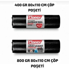 Şeylişeyler - Floppy Endüstriyel Jumbo Siyah Çöp Torbası 80×110 cm 800 gr 10'lu 5 Rulo