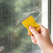 Badem10 Metal Uçlu Mini Cam Kazıma Bıçağı Sarı Plastik Saplı Bas Çevir Güvenlik Butonlu Sistre Cam Kazıma