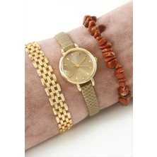 Uluora Kayışlı Bayan Kol Saati ve Bileklik Kombini